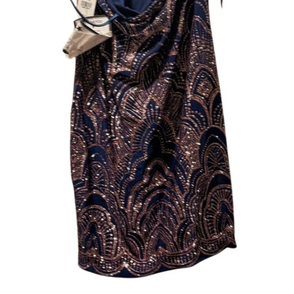 Jump' Glitter Bodycon dress -print Women Junior Party stretch mini blue M - Picture 9 of 9